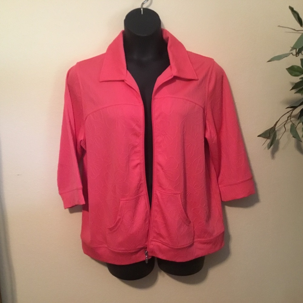 Breckenridge Women coral zip up jacket xl PRETTY